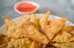 Homemade Fried Dumplings Serving On The Plate Stock Photo