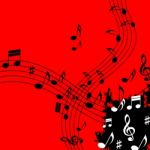 Red Music Background Means Soundwaves Piece And Notes
 Stock Photo