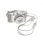 35mm Slr Film Camera Drawing Stock Photo