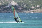 Windsurfing At Porto Pollo In Sardinia Stock Photo