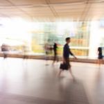 City People Walking In Skytrain Station In Motion Blur Stock Photo