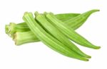 Young Okra Isolated On The White Background Stock Photo