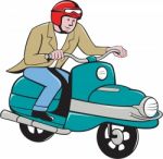 Rider Riding Scooter Isolated Cartoon Stock Photo