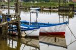 Row Of Fishing Boats In Southwold Harbour Stock Photo