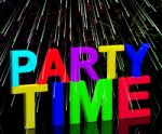 Party Time Word With Fireworks Stock Photo