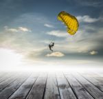 Parachute On The Sky, Road To Success Stock Photo