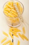 Italian Pasta Penne With Wheat Stock Photo