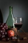 Glass Of Red Wine With Dark Shadows Stock Photo