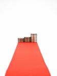 Red Carpet And Coin Stock Photo