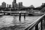 Story Bridge In Brisbane. Black And White Stock Photo