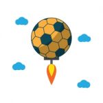 Soccer Ball Rush Fly Sport Flat Design Icon  Illustration Stock Photo