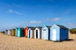 Colourful Beach Huts On Southwold Beach Suffolk Stock Photo