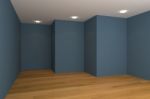 Blue Empty Room Stock Photo