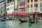 Gondolas Moored In Venice Stock Photo