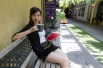 Portrait Of Thai Adult Women Office Beautiful Girl Drinking Coffee Stock Photo