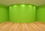 Empty Green Curve Room Stock Photo