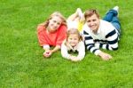 Smiling Young Family In Outdoors Stock Photo