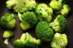 Broccoli Closeup In Pan Stock Photo