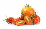 Fresh Tomato Isolated On The White Background Stock Photo