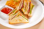 Triple Decker Club Sandwich Stock Photo