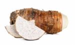 Taro Isolated On White Background Stock Photo