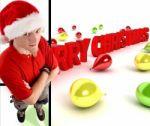 Man Wearing Christmas Hat Stock Photo