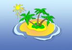 Sunny Island In A Sea Stock Photo