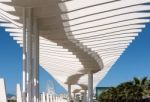 Modern Pergola In The Harbour Area Of Malaga Stock Photo