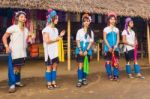 Karen Tribal Girls From Padaung Long Neck Hill Tribe Village Stock Photo