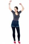 Teen Girl Dancing On The Tune Stock Photo