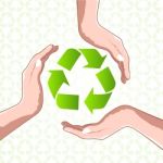 Recycle Icon With Hands Stock Photo