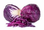 Slice Red Cabbage Isolated On The White Background Stock Photo