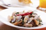 Thai Food Stir Fried Clams Stock Photo