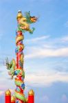 Chinese Dragon On The Ploe Stock Photo