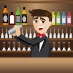 Cartoon Bartender With Shaker At Bar Stock Photo