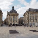 View Of The Buildings At Place De La Bourse In Bordeaux Stock Photo