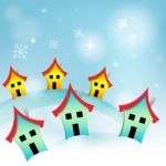 Snowy Houses Represents Household Home And Housing Stock Photo