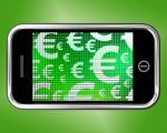 Euro Symbols On Mobile Screen Stock Photo