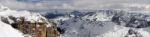 View From Sass Pordoi In The Upper Part Of Val Di Fassa Stock Photo