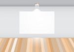 Empty Room With Blank Frame On White Wall Stock Photo