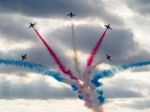 Red Arrows Display Team 50th Anniversary At Biggin Hill Airport Stock Photo