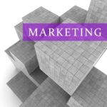 Marketing Blocks Indicates Commerce Promotions And Sem 3d Render Stock Photo