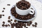 Cup Full Of Coffee Beans Stock Photo