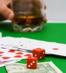 Playing Cards On Casino Table Stock Photo