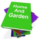 Home And Garden Book Stack Shows Books On Household Gardening Stock Photo