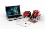 Gambling Stuff In Laptop Stock Photo