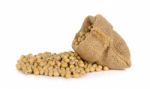 Soy Bean With Sack Isolated Stock Photo