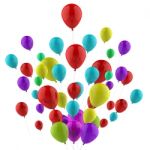 Floating Colourful Balloons Mean Carnival Joy Or Happiness Stock Photo