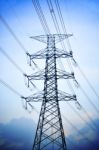 High Voltage Electric Tower Stock Photo