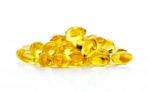 Fish Oil Capsules Isolated On The White Background Stock Photo